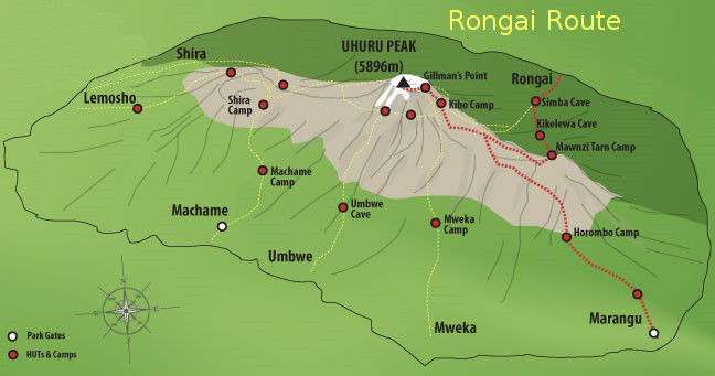 Rongai Route Map