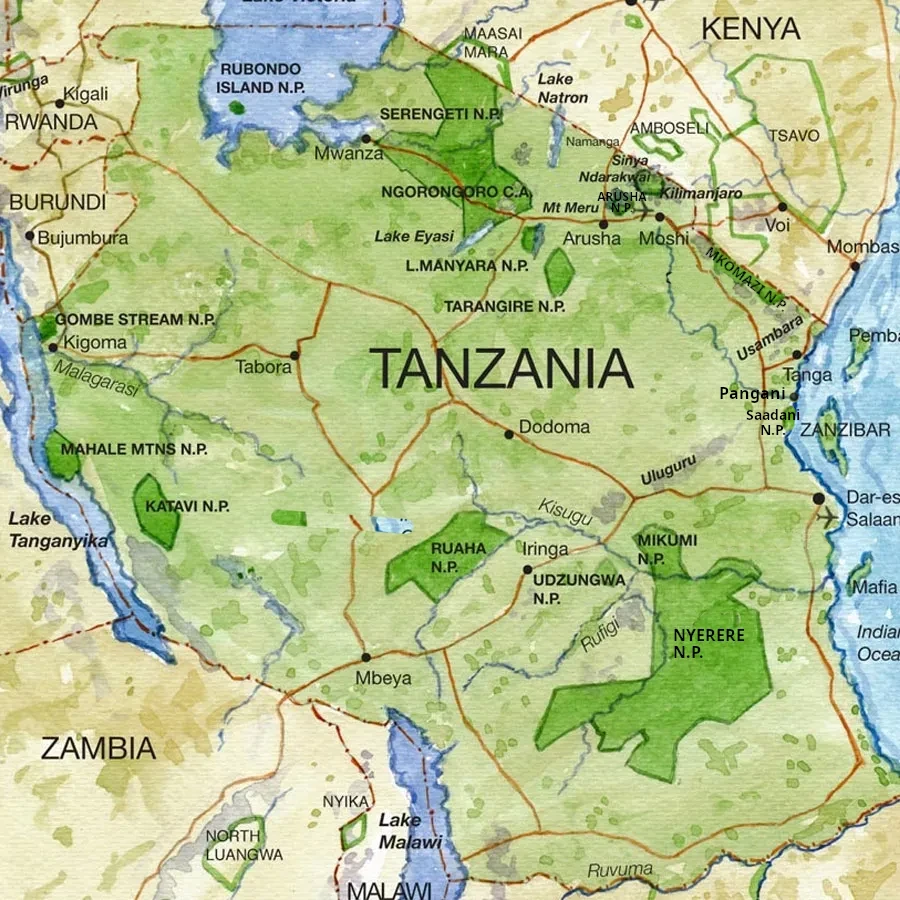 Tanzania National Park Map